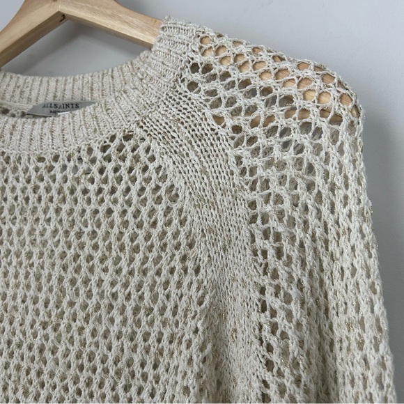 AllSaints Mesh Metallic Crew Jumper Sweater - Picture 4 of 11